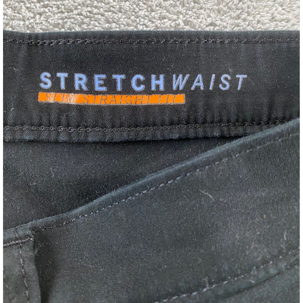 Marc Anthony Mens Slim Straight Fit Stretchwaist Black Pants 36W 32L Cotton - Picture 4 of 15